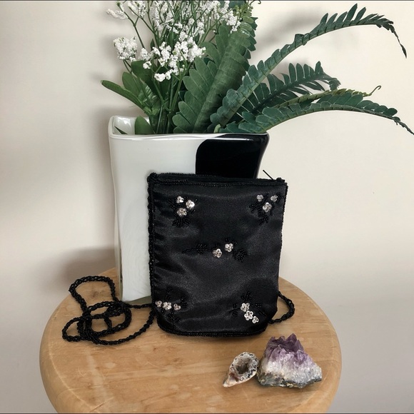 2/$20 | Vintage black satin beaded crossbody bag - Picture 4 of 10